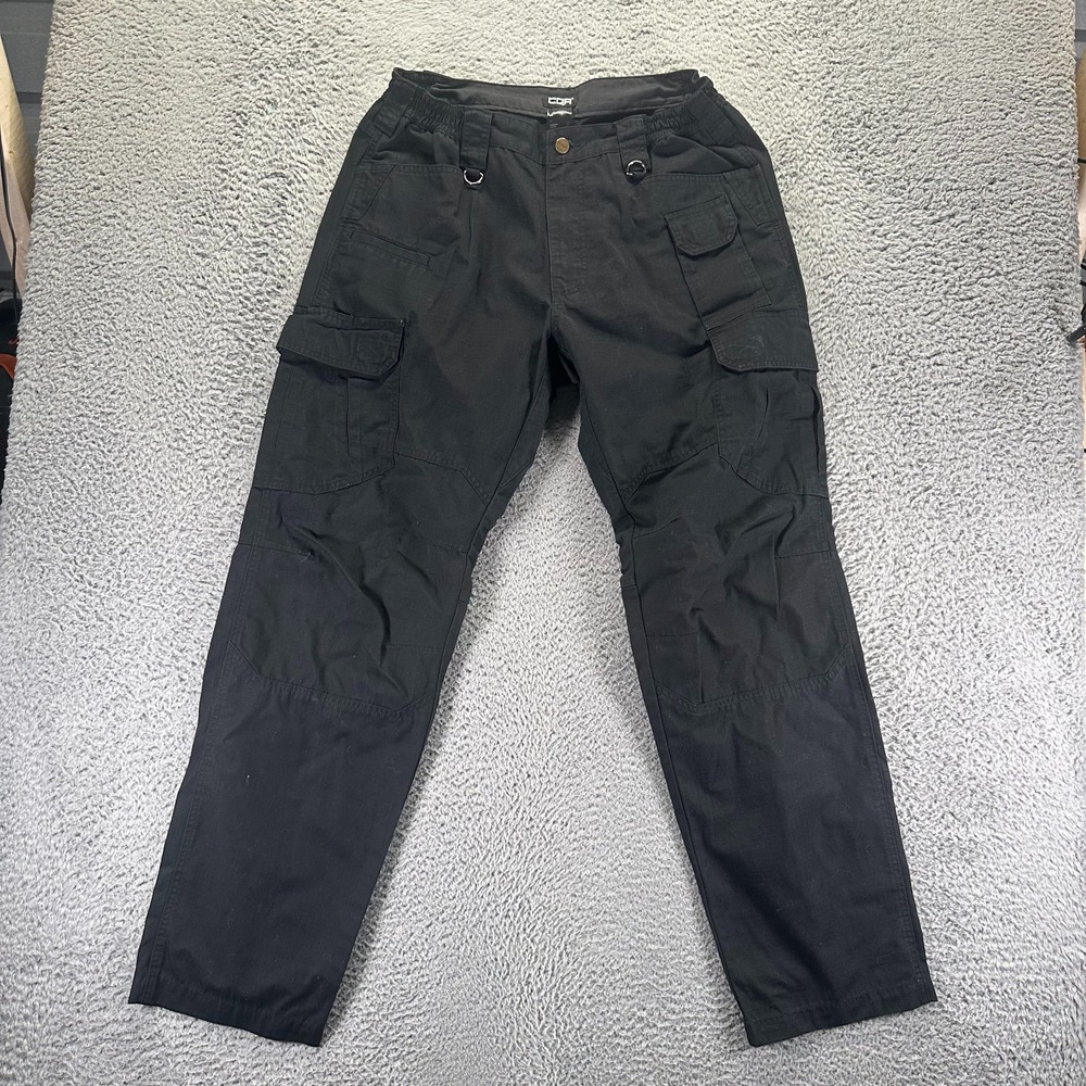 CQR Pant Mens 36x34 Black Cotton Cargo Straight Utility Workwear Travel Tactical